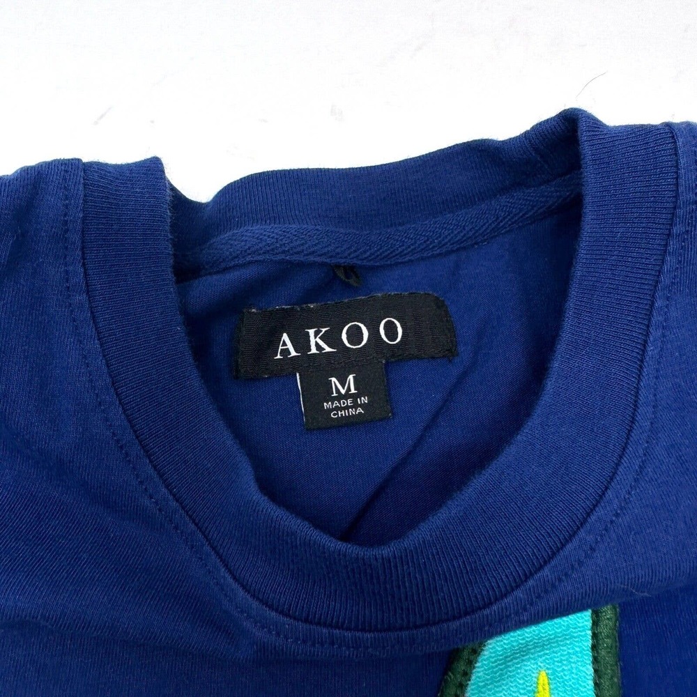 AKOO Authentic Clothing Blue Short Sleeve‎ T-Shirt Fox Music Appliqué Size M - Picture 6 of 7